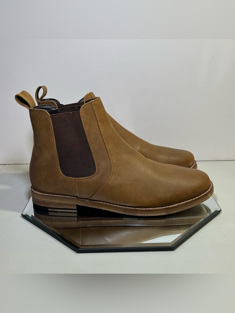 Men’s Crevo Leather Ankle Boots Booties, US Size 10.5 Dubray Chestnut Brown